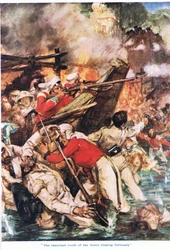 Veneiden olkikatot leimuavat raivokkaasti (väri litho)