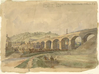 Todmordenin maasilta Manchesterin ja Leedsin rautateillä, Englannissa 1843