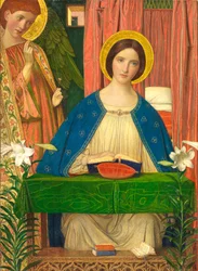 Annunciation (tempera, jossa kultalehti kohotetulla työstetyllä gessolla puupaneelilla)