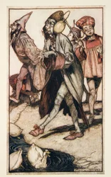 A Laputian Gentleman Taking a Walk, Jonathon Swiftin (1667 - 1745) teoksesta Gullivers Travels, julkaisu. 1909