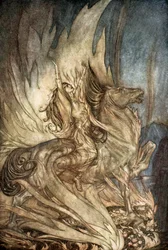 "Brunnhilde on Grane hyppää Siegfriedin hautajaisiin", 1924.
