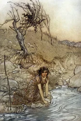 Hermia: Arthur RACKHAMin (1867-1939) kuvitus William SHAKESPEAREn kesäyön unelmalle
