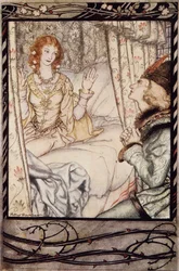 Oletko se sinä, prinssi? Olen odottanut sinua hyvin kauan, The Arthur Rackham Fairy Book, pubista. 1933