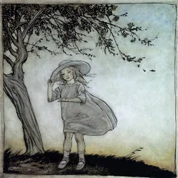 Ladybird, Ladybird Fly Away Away Home, kuva Mother Goose, Old Nursery Rhymes, julkaistu 1913 (kynä ja muste & wc paperilla)