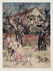 Ihmeellisiä tarinoita kummittelevista pelloista, kummittelevista puroista ja kummittelevista taloista, Washngton Irvingin (1783 - 1859) The Legend of Sleepy Hollow -teoksesta, kust. 1928