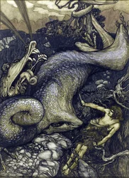 Siegfried the Dragon Slayer - Sigurd the Dragon Slayer kirjoittanut Rackham, Arthur (1867-1939)