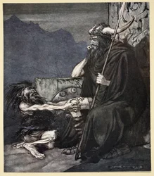 "Vanno minulle, Hagen, poikani!", kuvitus teoksesta "Siegfried and the Twilight of the Gods", 1924