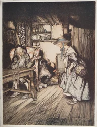 The Hut in the Forest, teoksesta Little Brother & Little Sister ja muita Grimmin veljien tarinoita, pub.1917