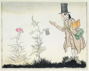 Professori ei voi sietää sellaista, kuvitus kappaleeseen "Adan pienet kukat" Hans Christian Andersenin saduista, 1932.
