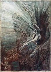 Rheinneitojen ilonpitoa. Kuvitus Richard Wagnerin teoksiin The Rhinegold ja The Valkyrie,