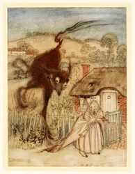 Hyvin! hän naurahti, minulla on onni!, Englannin satuista, pubista. 1922 värilitografia, 1922