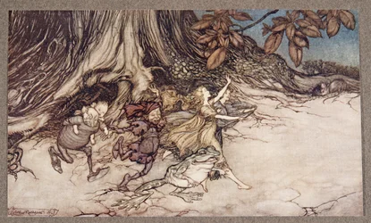Kun he ajattelevat, ettet ole etsimässä, he hyppäävät mukaansa melko vilkkaasti, J M Barrien (1860 - 1937) pubista, Kensington Gardensin Peter Panista. 1906