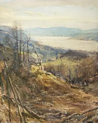 Coniston läheltä Tarn Howsia (akvarelli) (vesiväri)