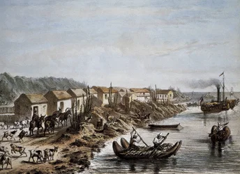 Chile (1854). Huascon satama. Litografia.