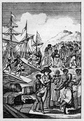 Louis Balthazar Neelin teoksen "Matka Pariisista Saint-Cloudiin meriteitse ja paluu Saint-Cloudista Pariisiin maitse" suositun painoksen etusivun kuva.
