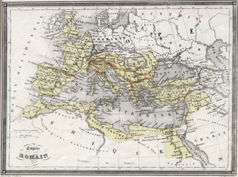 Rooman valtakunnan maantieteellinen kartta. Vuilleminin teoksessa "Universal Atlas of Ancient and Modern Geography", noin 1851.