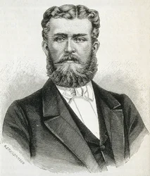 HOHENZOLLERN-SIGMARINGEN, Leopold (1835-1905). Romanian kuningas Carol I:n veli ja tulevan Romanian kuningas Ferdinandin isä. Kaiverrus