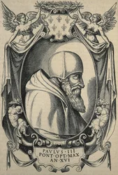 HULSIUS, Levinus (1550-1606). Paavali III. 1500-luvun lopulla. Muotokuva camauro päässään.