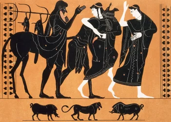 Peleus ja Thetis kentaurin Chironin edessä (painokuva)