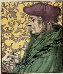 Hollantilaisen humanistin Didier Erasmen (Erasmus Rotterdamilainen) (1469 - 1536) muotokuva.