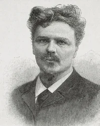 STRINDBERG, August (1849-1912). August Strindbergin muotokuva. Kaiverrus.