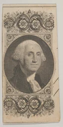 Seteliaihe: Muotokuva George Washingtonista koristepaneelissa, n. 1824-37.