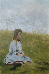 Tyttö kukkaniityllä, n. 1885 (öljy kankaalle)