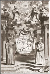 Adam Schall (vasemmalla) ja Matteo Ricci (oikealla) kiinalaisessa mandariiniasussa, Athanase Kircherin (tai Athanasius Kircherin) "China" -elokuvassa