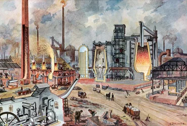 Terästeollisuus Saksassa, noin 1880 (kuva).