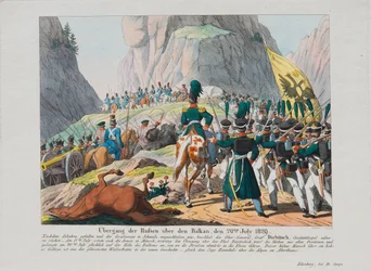 Graf Ivan Ivanovich Diebitschin armeija ylittämässä Balkanin, n. 1830