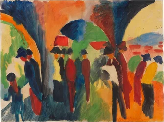 Thunin lehtimajan alla (aihe kävelijälle). 1913