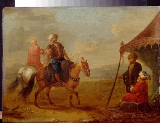 Turkish Riders – August Querfurtin (1696-1761) maalaus, öljy puulle