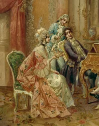 Pianolla, Stephan Sedlacek (1868-1936), öljy kankaalle, Yksityiskohta