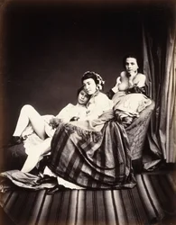 Kolme alastonta naista leposohvalla, noin 1850