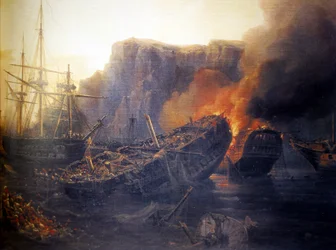 Ranskalainen:  Navarinon taistelun ilta, 1827 Evening of the Battle of Navarino