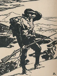 Alpine Hunter katselemassa Reinin tasangolla, 1919