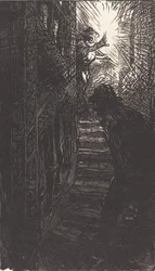 Veistoksellinen portaikko rue Boutebrie, julkaistu 1901.