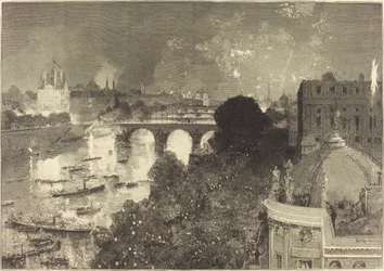 14. heinäkuuta. Seinen valaistus Pont Neufilta Pont au Changelle