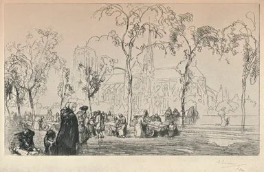Notre Dame katsottuna Quai Montebellosta, 1915