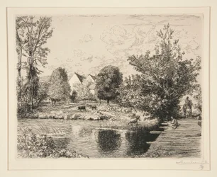 Vieille passerelle, bords du petit Morin (Vanha jalkasilta, Banks of the Small Morin)