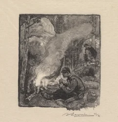 Fontainebleaun metsä: Puunhakijoiden ateria Fontainebleaun metsä: Metsäkärkien ateria, 1890.