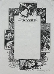 Pariisin almanakka, 1897: Koristeellinen reunus, talvi, 1897.