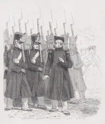Vanha korpraali teoksesta The Complete Works of Béranger, 1836.