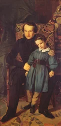 Victor Hugo (1802-85) ja hänen poikansa, Francois-Victor, 1836