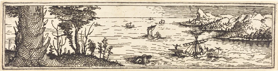 Maisema järvellä ja purjealuksilla, 1545.