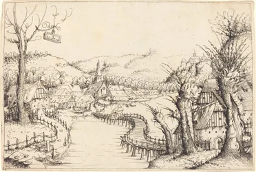 Jokimaisema puusillalla, 1546.