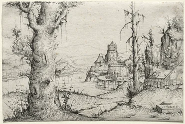 Jokimaisema, jossa iso puu vasemmalla, 1546.