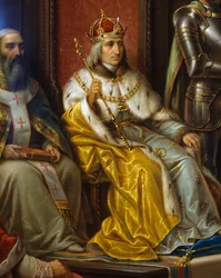 Fredrik III, Triesten runoilija Raffaele Zovenzoni painosti marssimaan turkkilaisia vastaan, yksityiskohta, Augusto Tominz (1818-1883)