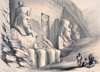 Eteläisen temppelin ulkopuoli, Ebsamboul, Nubia, n. 1850
