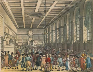 Custom Housen sisustus, Lontoo, 1808. Taiteilijat: Augustus Charles Pugin, Thomas Rowlandson.